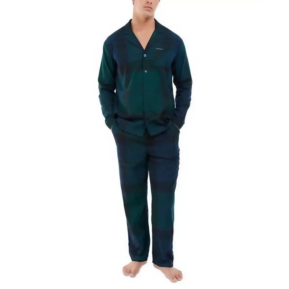 Barbour‎ Tartan Plaid Button Front 2-Piece Men's Pajama Set XXL NWT Blackwatch